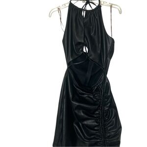 AKIRA Elegant Black Halter cutout Dress sz L NWOT
